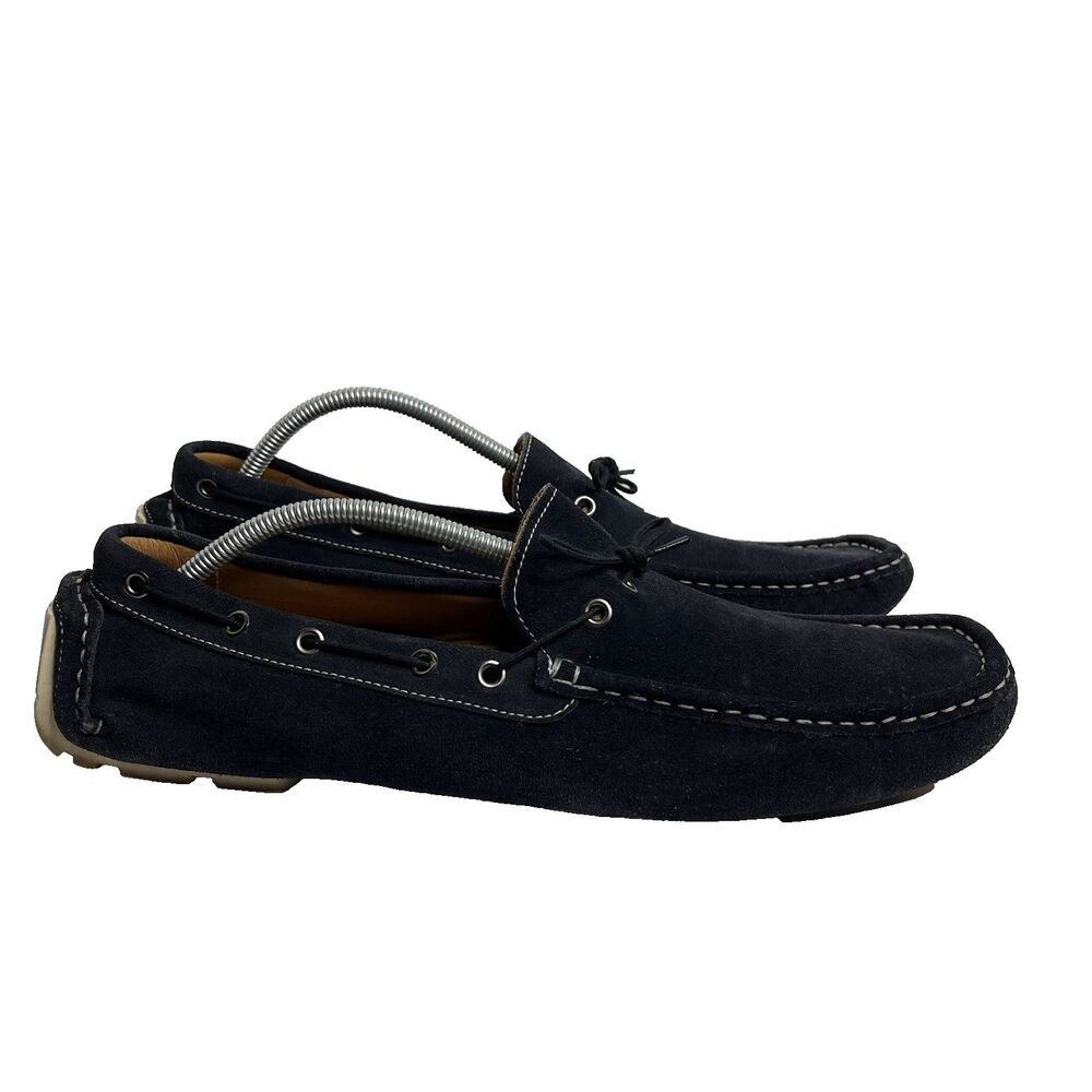 1901 Shoes Mens Driving Loafers Navy Leather Square Toe Casual Slip On SZ 13M